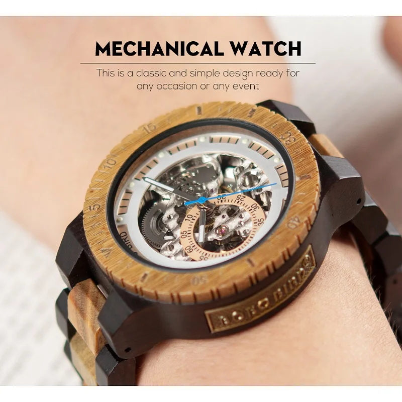 BOBO BIRD автоматические часы для мужчин reloj hombre деревянные наручные часы механические часы Relogio Masculino супер большой размер в деревянной коробке
