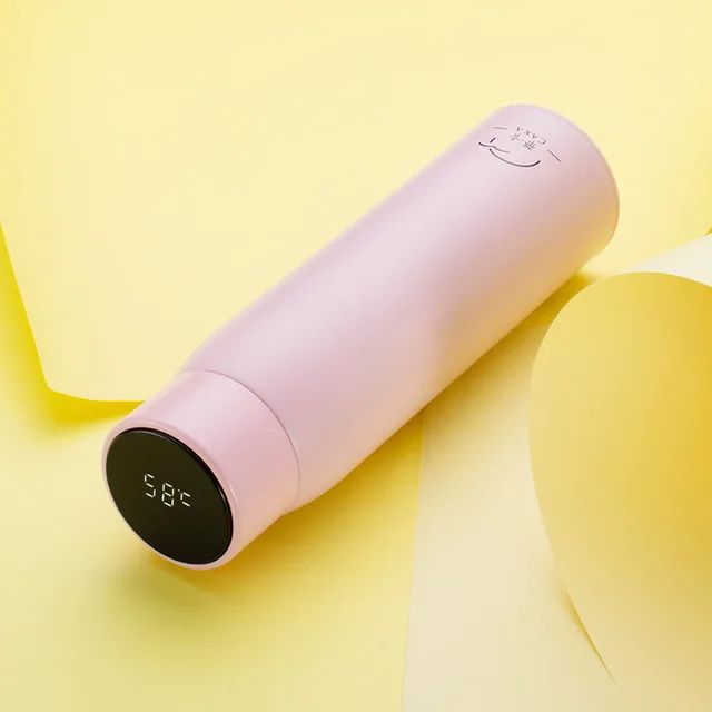 pink Интеллектуальный температурный измерительный стакан светодиодный сенсорный дисплей Термочашка Деловой Подарок чашка термос - Цвет: pink