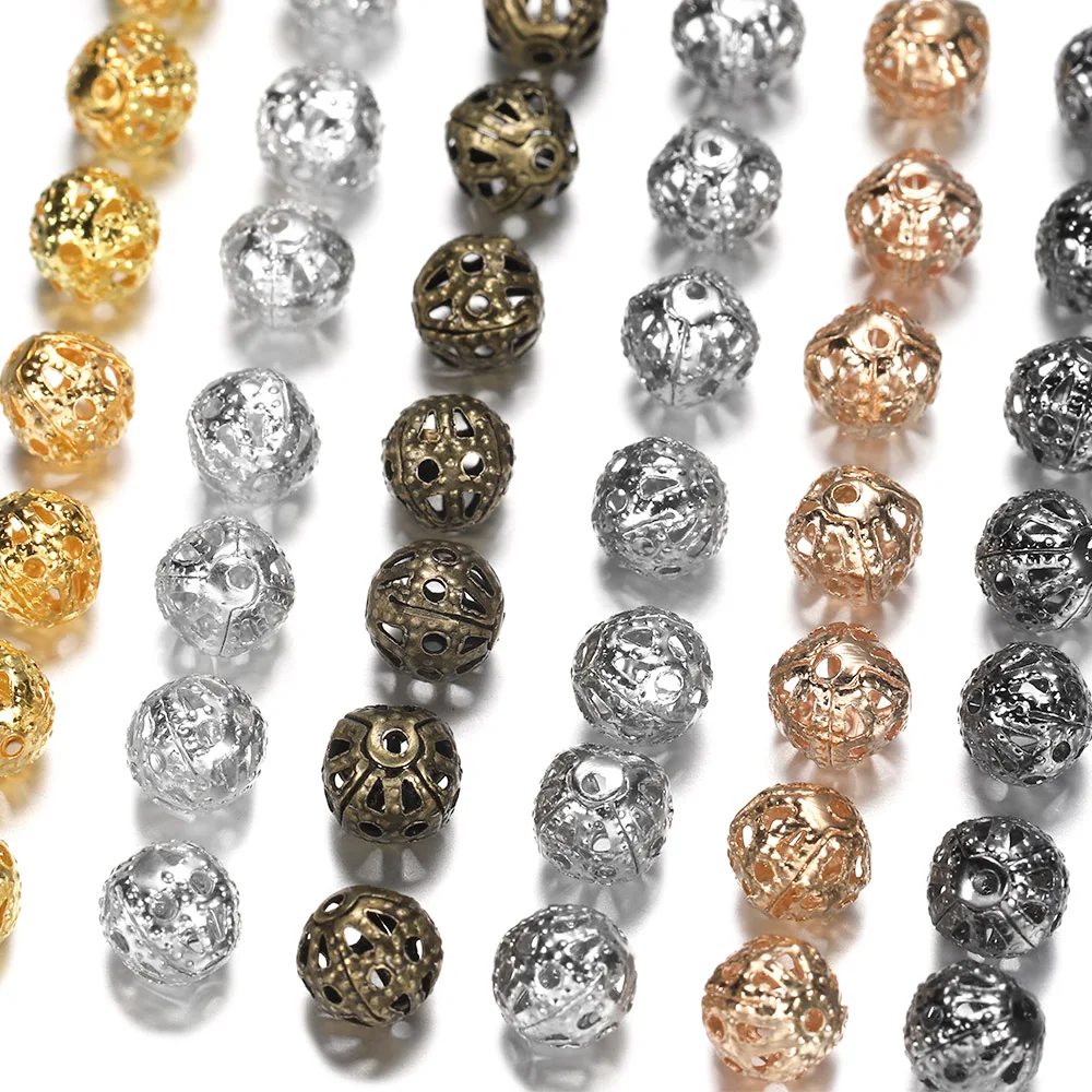 10-200 шт./лот филигранные полые шарики шапочки Круглые Обжимные семена разделители