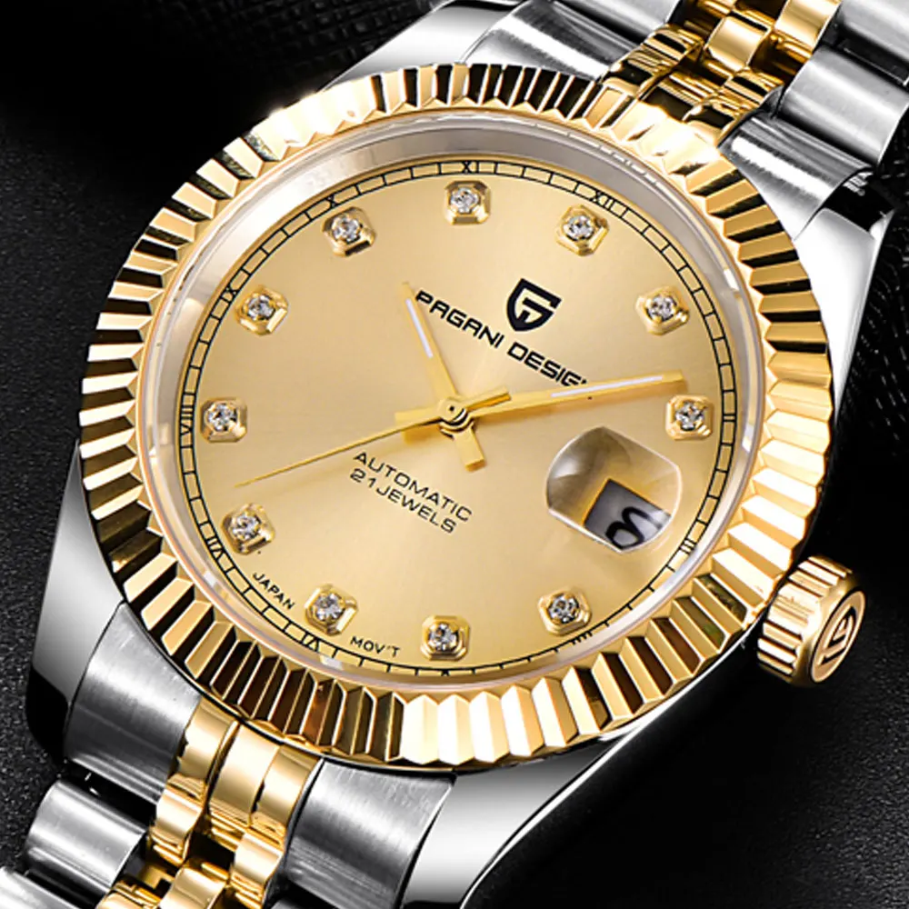 Мужские механические наручные часы Pagani дизайнерские из нержавеющей стали с