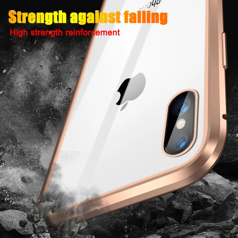 360 магнитный адсорбционный металлический чехол для iPhone SE 11 Pro XS Max XR двухсторонний