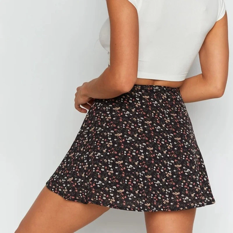 

Women's Basic Printed Flared Casual Mini Skater Skirt