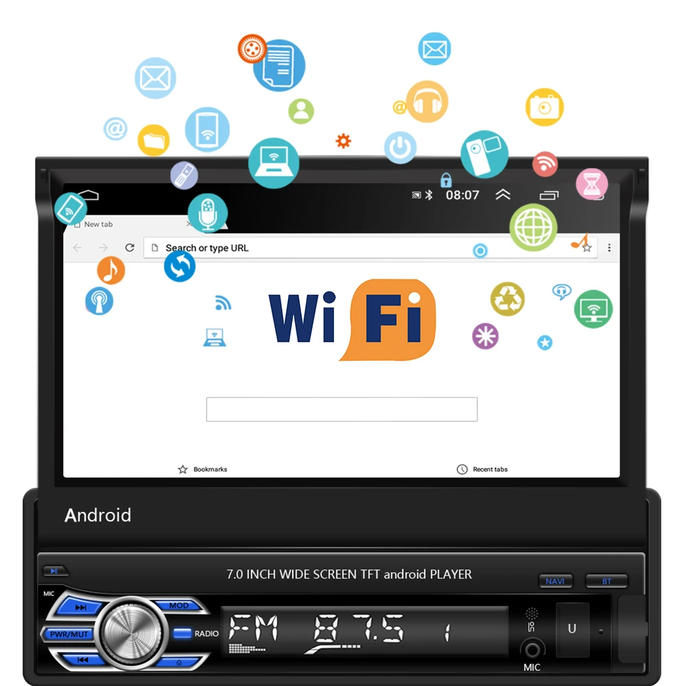 LeeKooLuu 1din автомобиль радио Android 10 1 GPS навигации 7 &quotHD выдвижной Экран MP5 плеер Bluetooth