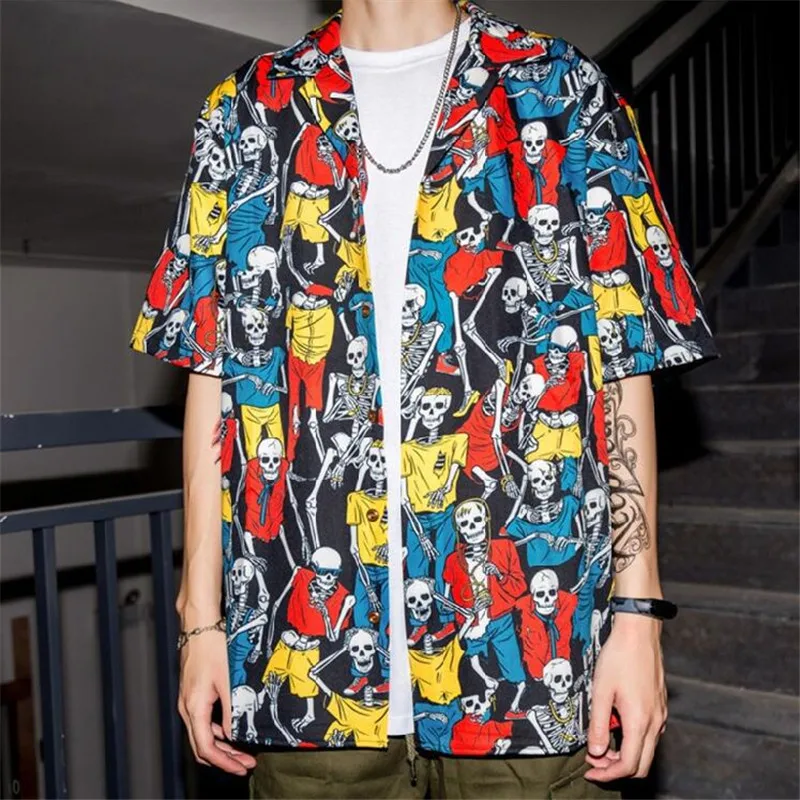 Рубашка Мужская/женская с коротким рукавом Повседневная Уличная одежда принтом