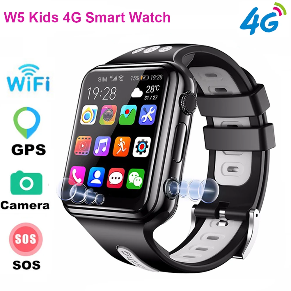 

Детские Смарт-часы W5, 4G, камера 2 Мп, HD видео, голосовые вызовы, SOS, GPS, Wi-Fi, большой аккумулятор, Детские Смарт-часы для Android и IOS