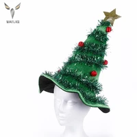 waylike creative luminous christmas hat pointed glitter wizard hat christmas hat christmas tree shaped hat party props hat green