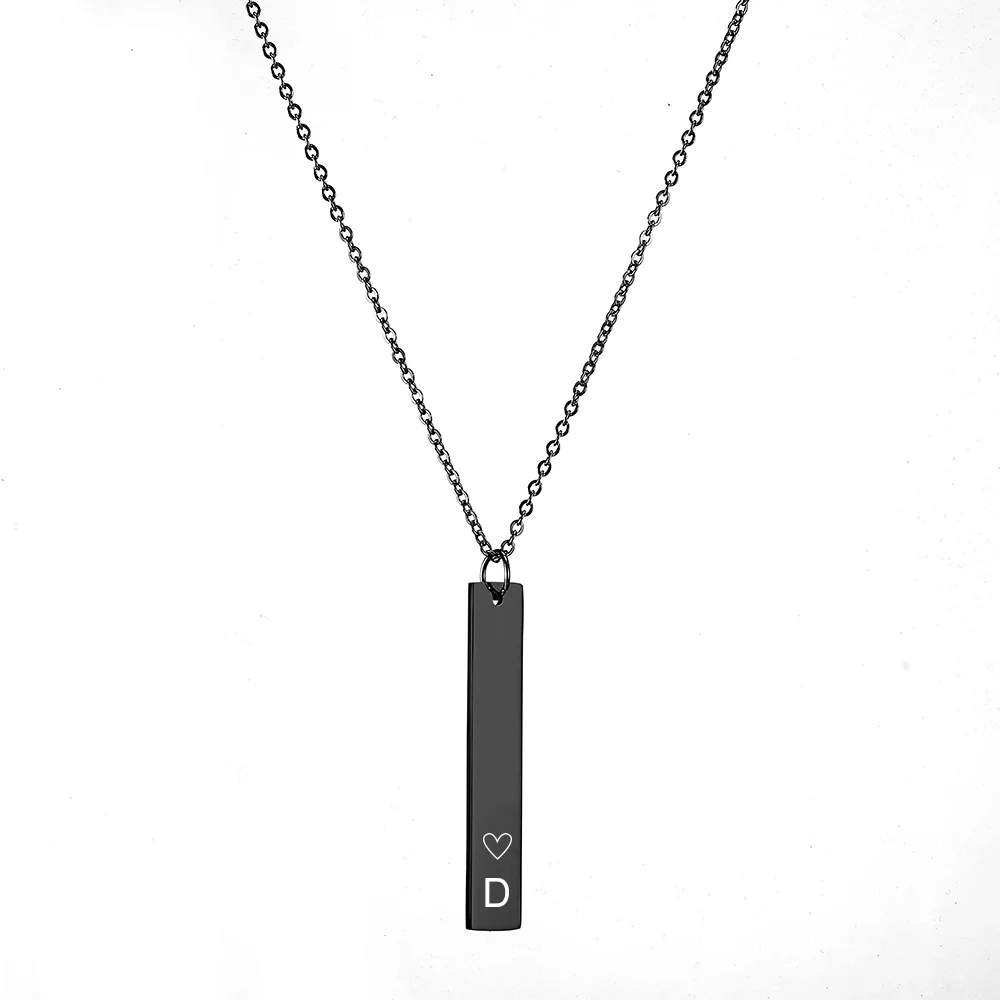 

Stainless Steel Personalized Bar Pendant Customized Letter Necklace For Women Square Jewelry Chain Choker