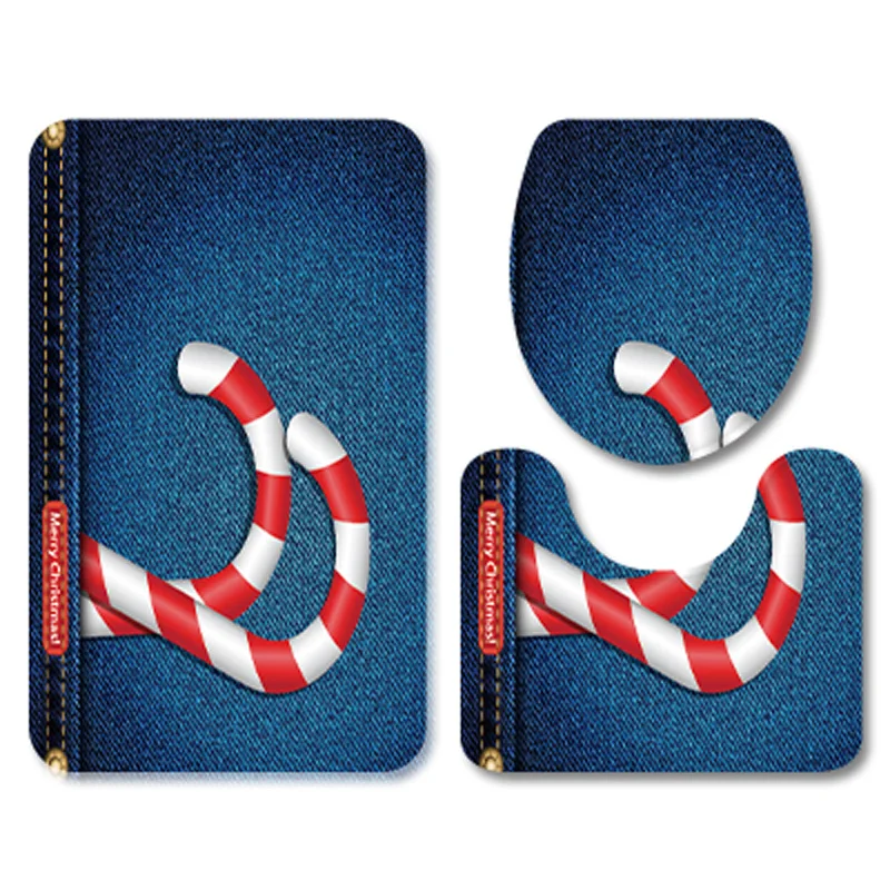 Модный Рождественский красный набор ковров для ванной комнаты фланелевый