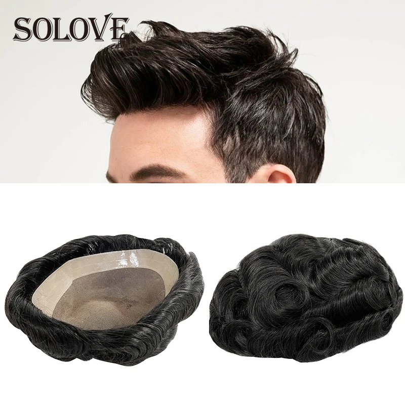 Men's Toupee 8x10 inches mono+npu base Hair Replacement System 100% India Human Hairpieces Wig  For Men