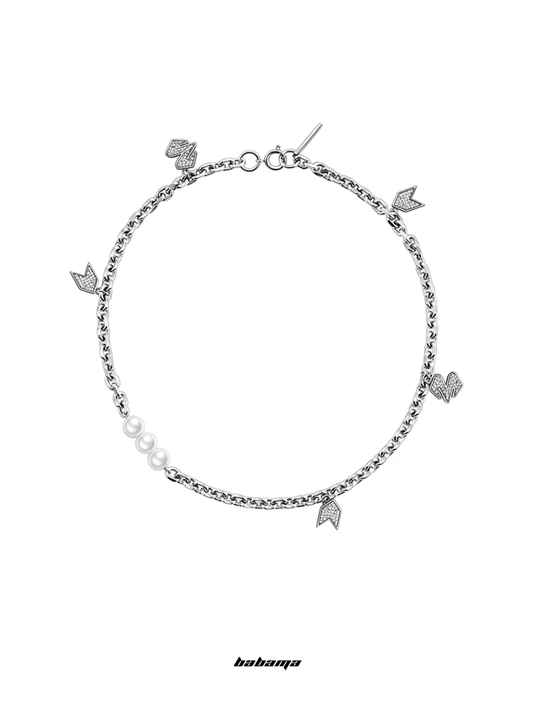 

Babama trend partner fourtry with the same pearl necklace female luxury niche design sense clavicle chain male