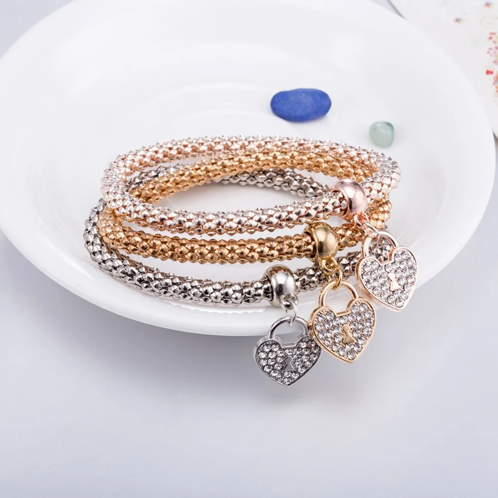 

VC97 Elegant Heart lock 925 Sterling Silver Zirconia Stone Bracelet for women wedding Jewelry
