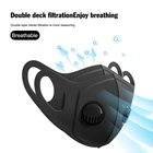 Маски для лица с двойным дыхательным клапаном для мужчин и женщин, дышащие удобные черные маски с фильтром против пыли для мужчин и женщин, забота о здоровье, TSLM1, 1 шт.