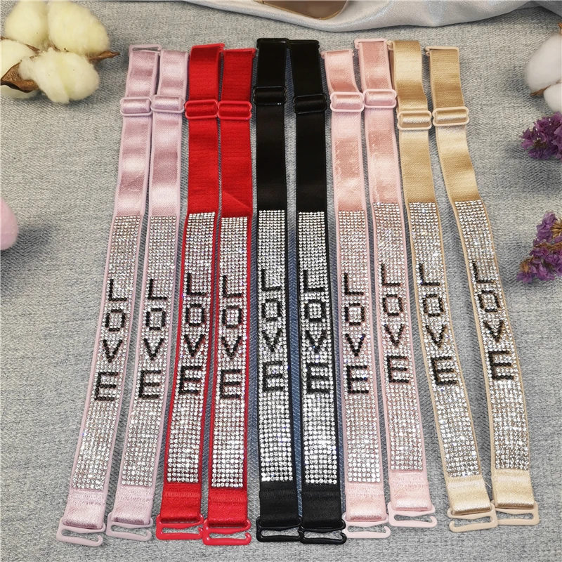 Rhinestone Bra Bra Straps Woman Breast Tape Women Accessories Detachable and Adjustable Shoulder Strap Pink 18*35CM