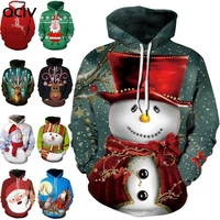 fashion autumn and winter christmas sweater 3d print oversized hooded sweater unisex man woman funny ugly christmas sweater