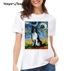 Женская забавная футболка с изображением бордюра колли ночной собаки, унисекс, графический портрет, футболка для домашних животных, женская одежда