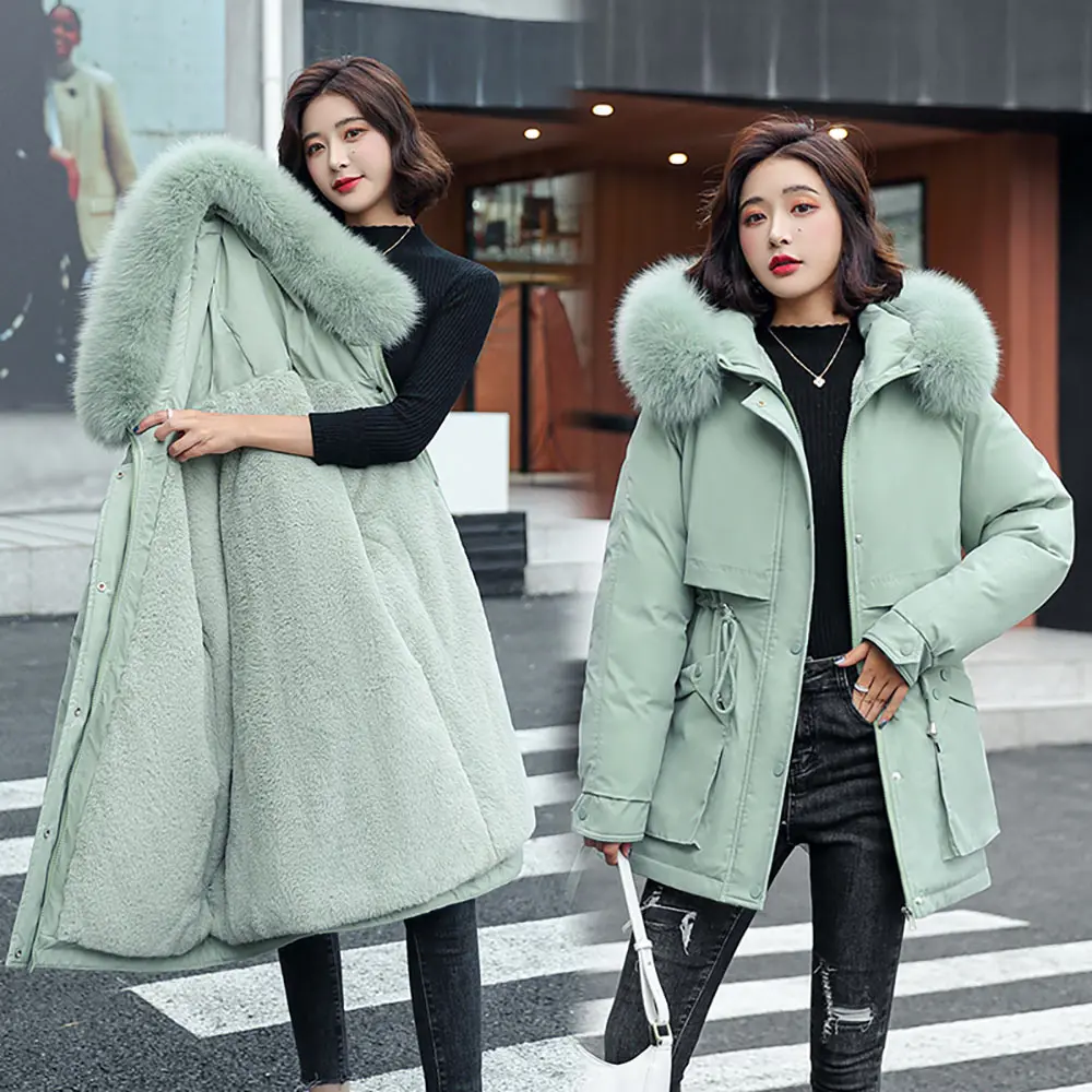 

GRELLER Fashion Winter Jacket Thick Warm Long Parkas Women Winter Coat Elegant 8 Colors Cotton Hooded Jackets Female Outwear
