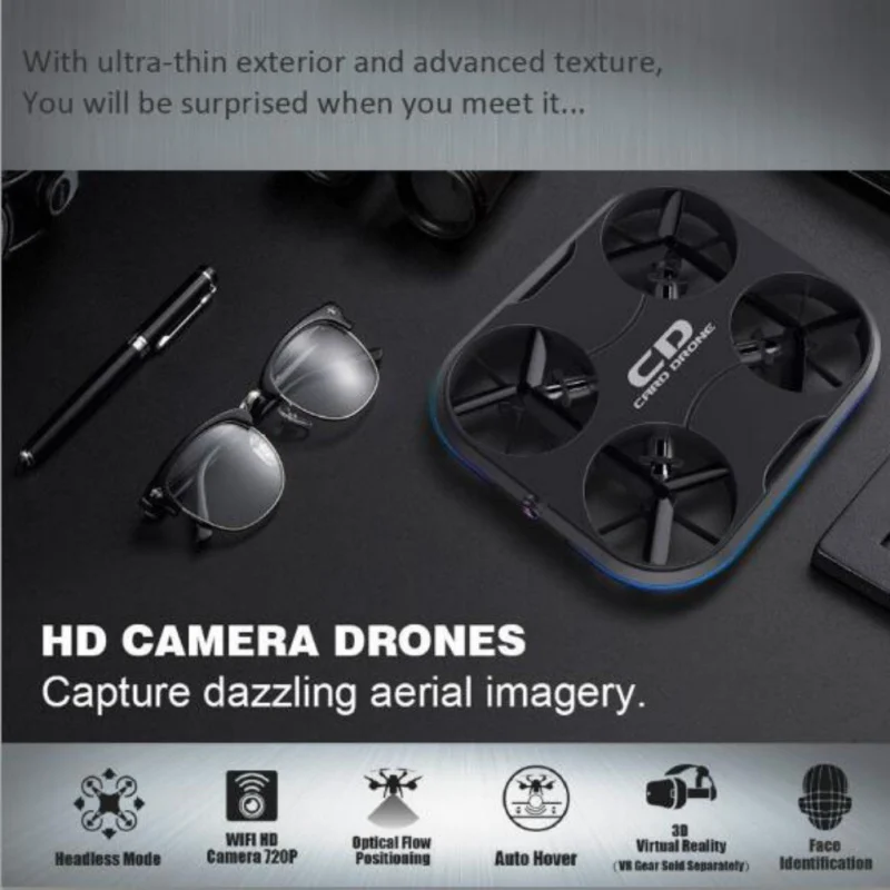 Мини-Карточный Дрон 720P wifi FPV HD камера для селфи аэрофотосъемки оптический поток RC Квадрокоптер детские игрушки с пультом дистанционного управления