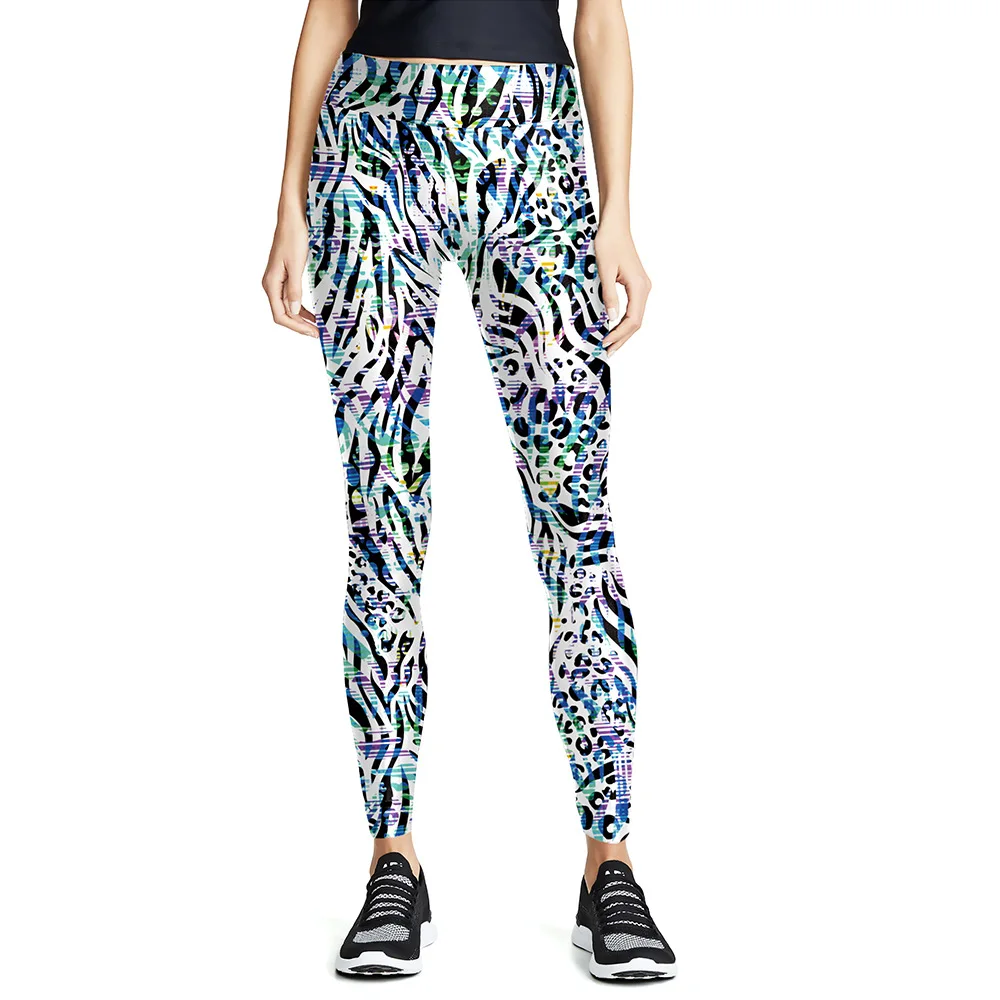 Женские спортивные Леггинсы 3D печатных штаны для бега эластичные узкие брюки