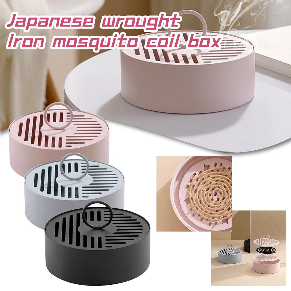 

Iron Mosquito-repellent Incense Box Tray Holder With Lid Ash Tray Anti-scalding Creative Sandalwood Burner Mosquito-incense Tray