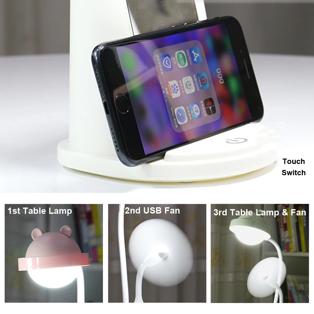Макияж зеркальный стол лампа с держателем для телефона лампы USB вентилятор