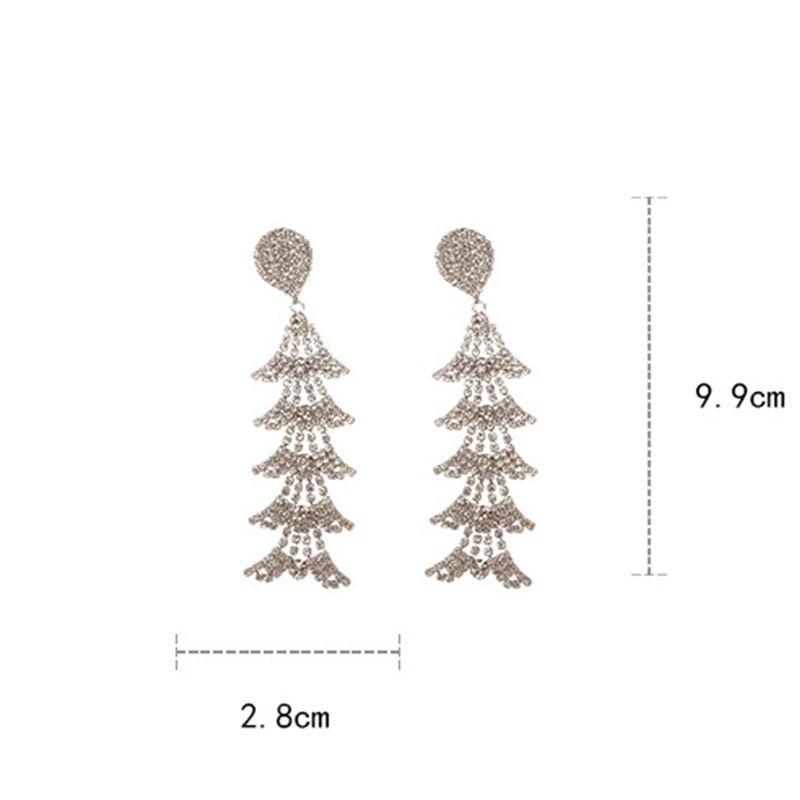 

European And American Trend Fashion Temperament Earrings Crystal Long Geometric Earrings Ladies Tassel Earrings Jewelry