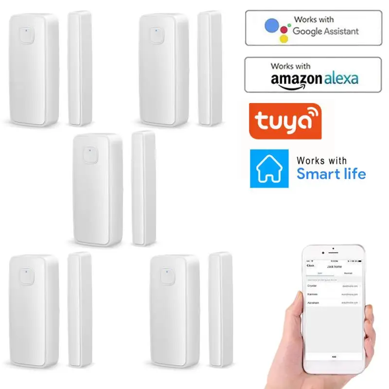 

Датчик двери Tuya Smart WiFi/Zigbee, детектор открытия/закрытия дверей, домашняя сигнализация, совместима с приложением Alexa Google Home Smart Life