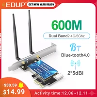 edup 600mbps wifi 2 4g5g pci express network card blue tooth 4 0 wireless pci e lan card 802 11 acbgn adapter for computer