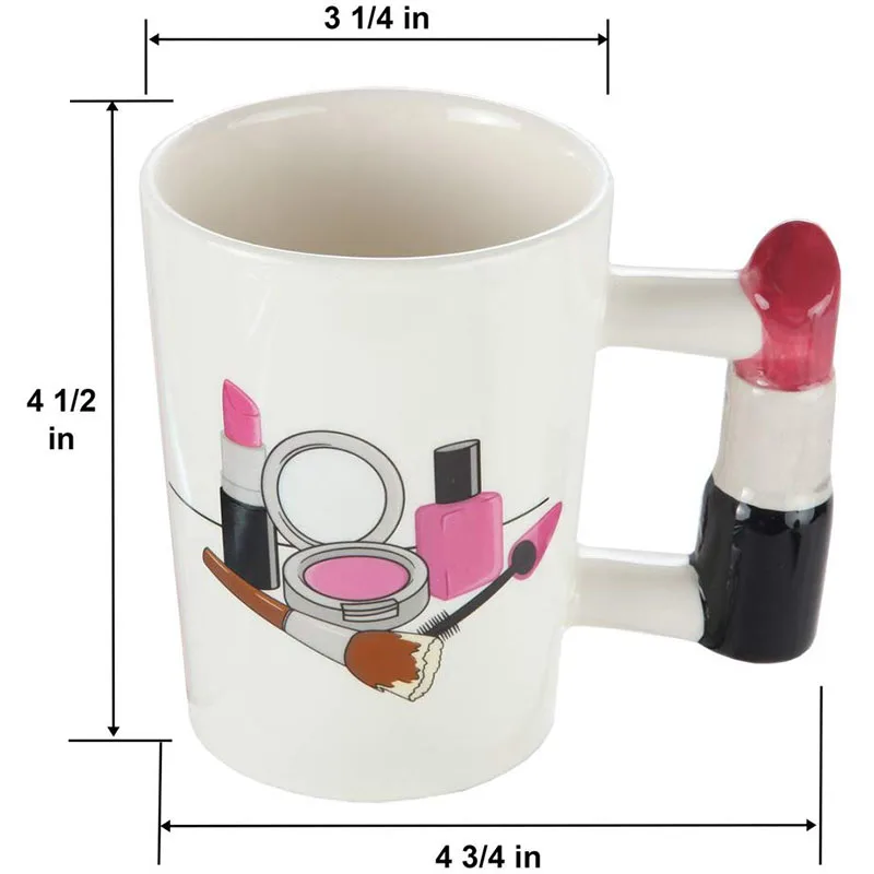 

3D Hand Painted Creative Ceramic Mugs Girl Tools Beauty Kit Handle Tea Coffee Mug Hair Dryer Handle Mug Tea Cup for Women Gift