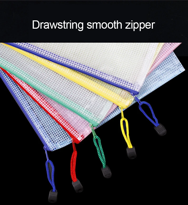 10 штук мешков с молнией A5 Mesh Zipper Pouch для документов, водонепроницаемых папок с молнией, школьных и офисных принадлежностей, футляров для карандашей, органайзеров.