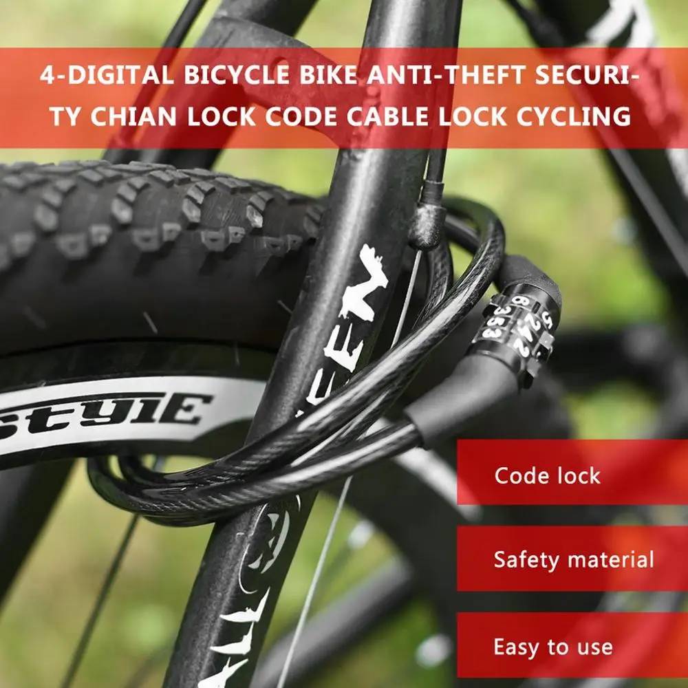 

Bicycle Anti-Theft Code Lock Multi-functional Mountain Bike Universal Cable Lock Bicycle Accessories