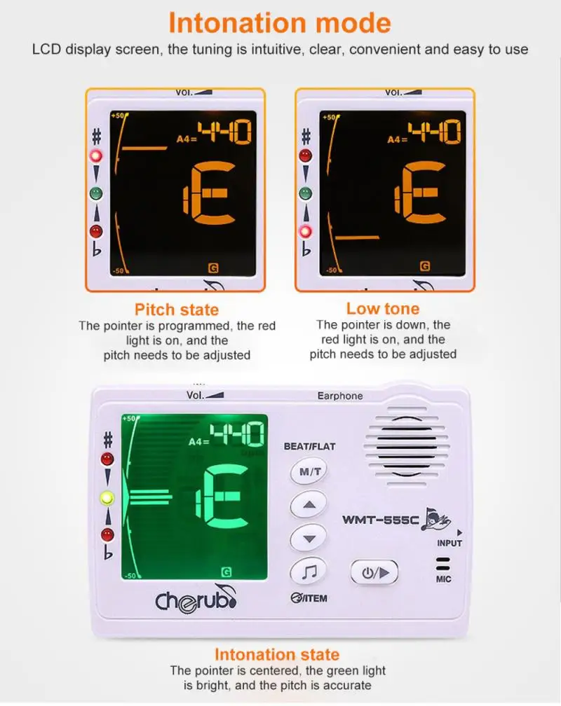 

Guitar violin ukulele tuner can drop semitone vocal metronome multifunctional pitch meter Pick Musical Stringed Instruments 2021