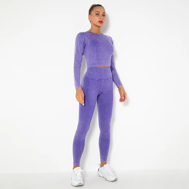

Women Seamless Yoga Sets 2Pcs Tracksuits Outdoor Running Suits Solid Color Gym Sets Hips Push Up Yoga Pants+Fitness Shirts Sets