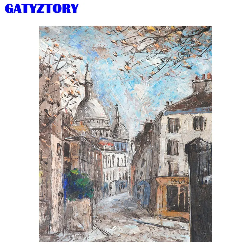 GATYZTORY рамка уличный пейзаж Diy картина по номеру Холст Картина акриловая Настенная картина уникальный подарок для домашний декор искусство - Цвет: 190806-132