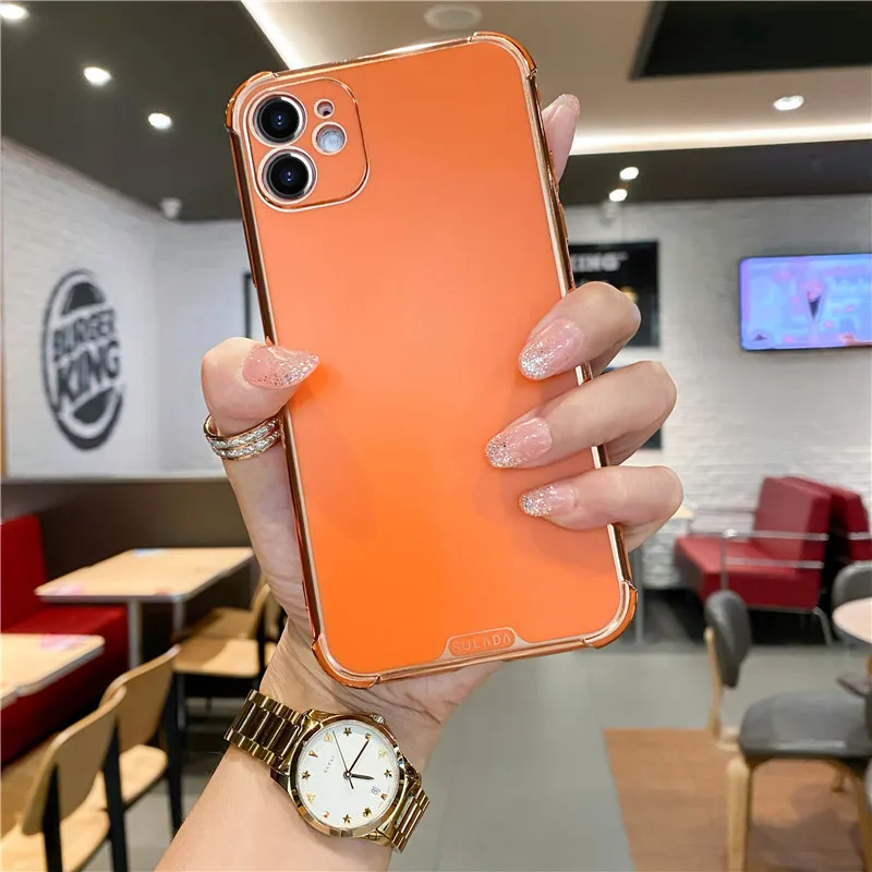 

Luxury Gold Plated Matte Silicone Phone Case For IPhone 12 11 Promax XR Xsmax 7 8 Plus 10 20 12mini Coque Etui Cover Funda Capa