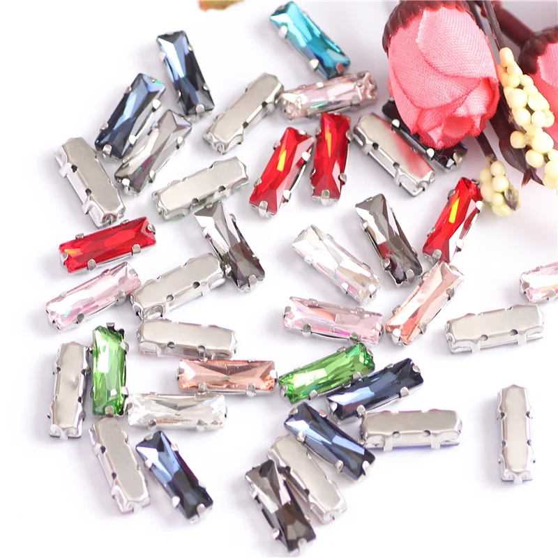 Прямоугольные высококачественные стеклянные кристаллы пришивные стразы с