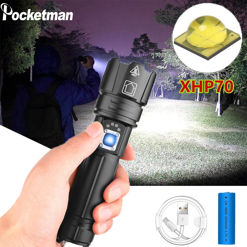 Самый яркий светодиодный фонарик XHP50 перезаряжаемый мощный фонарь P8 XHP70.2 супер