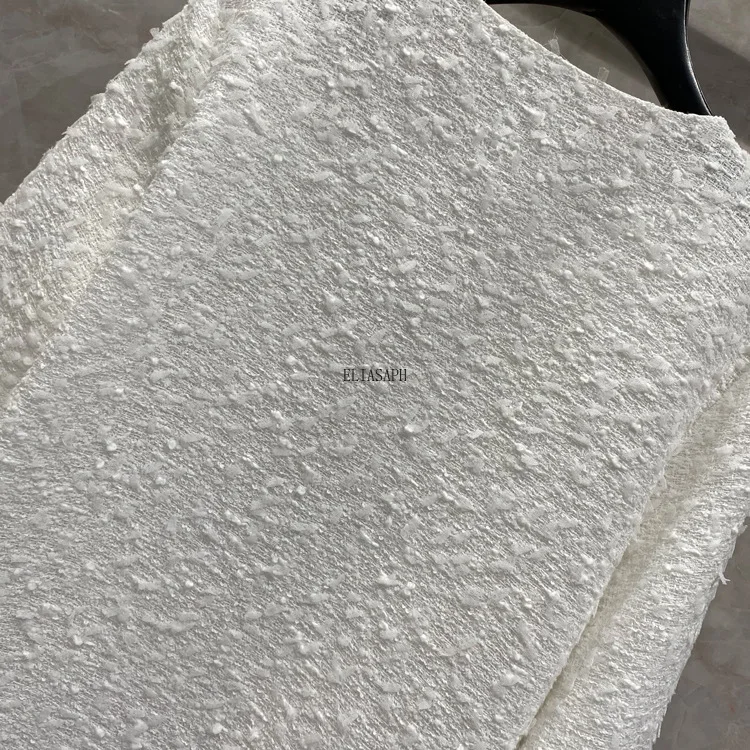 

2020 Fall Tweed White Dress for Women High-end Brand Straight Four Pocket Long Sleeve Dress Top Quality Metal Chain Dresses Lady