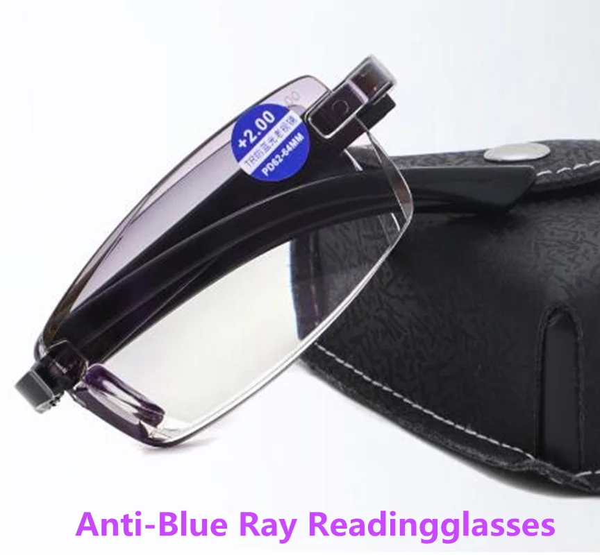 HD градиентные серые очки без оправы с защитой от синего света UV400 легкие складные