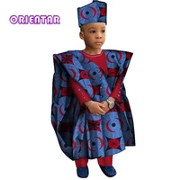 african clothes with head scarf kids boy tops and pants african print clothes for children bazin riche dashiki gown set wyt200