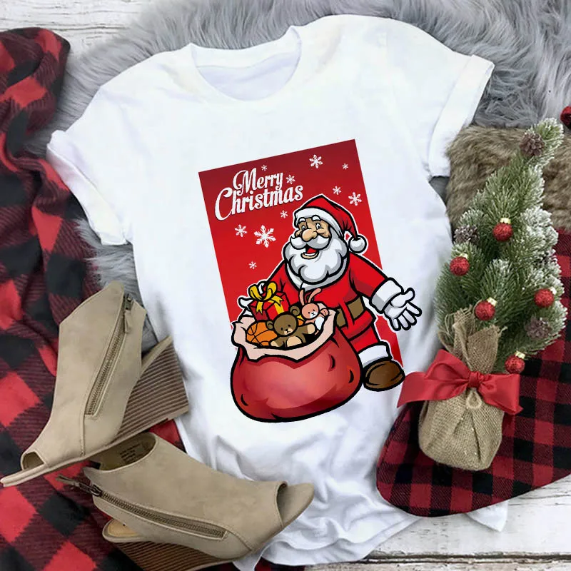 

Female Ladies Suitable All Seasons Tshirt New Fashion Christmas Tshirt Cute Reindeer T Shirt Women Harajuku Short Sleeve T-shirt