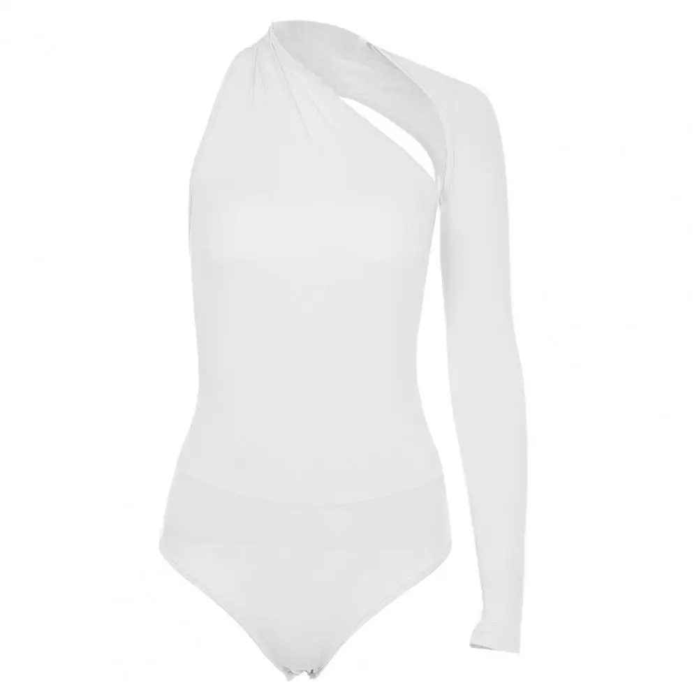 

Women Solid Color Long Sleeve One Shoulder Backless Playsuit Skinny Jumpsuit