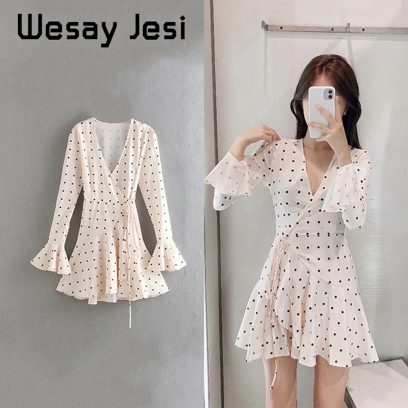 2019 для женщин в горошек элегантное платье богемном стиле сексуальное нижнее