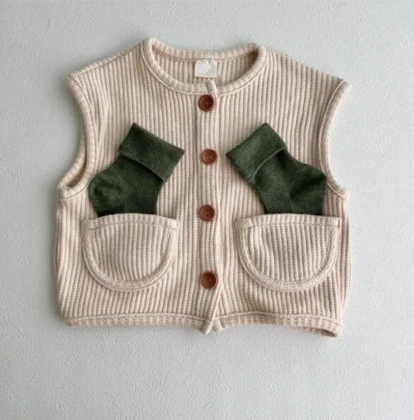 

Vest Outerwear Sleeveless Solid Pullover Cotton New Fashion Warm Cute Simple Comfortable Spring Autumn Kids Unisex