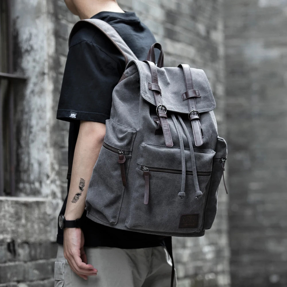 Vintage Leather Laptop Backpacks Men/Women School Backpacks Men Travel Bag Big Canvas Backpack Large Capacity Bags