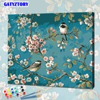 GATYZTORY, птицы с цветком, DIY масляная краска, набор для рисования по номерам, картина для взрослых, детей, искусство, ремесло для домашнего декора стен 50x65 см