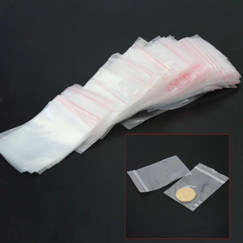 

200pcs/pack Resealable Zip Lock Bags Self Seal Clear Plastic Poly Bag Food Storage Package Reclosable Vacuum Fresh Bag