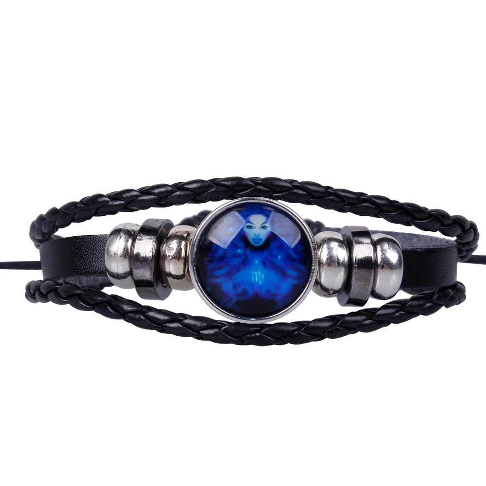 Новые ювелирные изделия панк мужской браслет для женщин с шармом 12 Знак зодиака