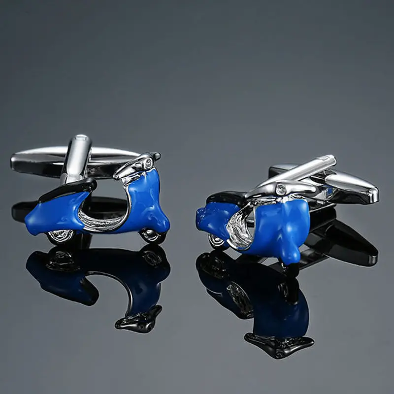

Men's French shirts cufflinks wholesale environmental protection enamel baking polishing Blue crystal pattern cufflinks