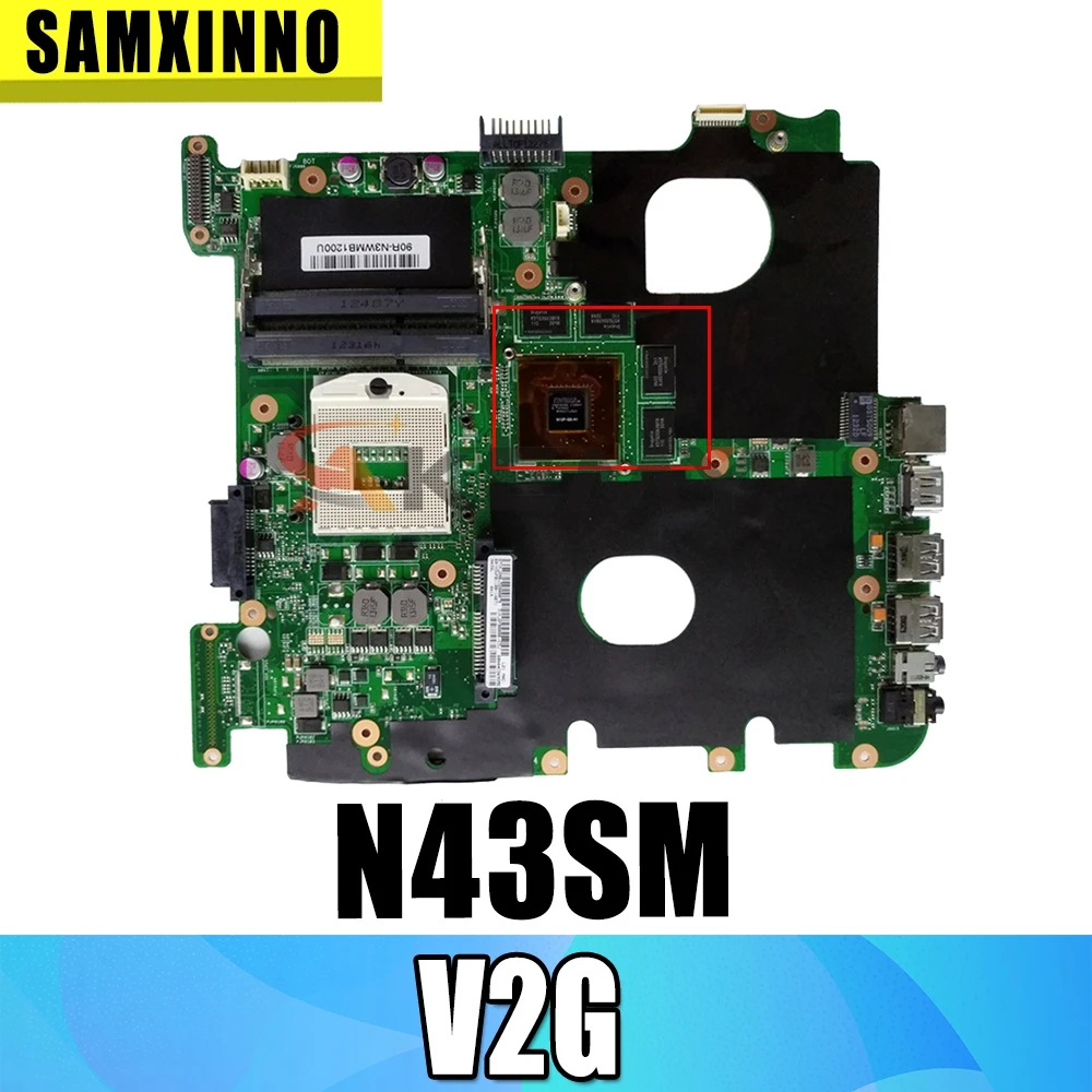 

Akemy N43SM Laptop motherboard For ASUS N43S N43SL N43SM Mainboard 2G HM65 N43SM original motherboard