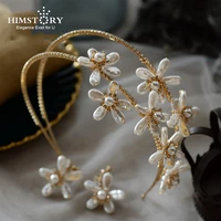 himstory double layer flower tiaras bridal crown handmade hairband graduation headdress high quality wedding hair accessories